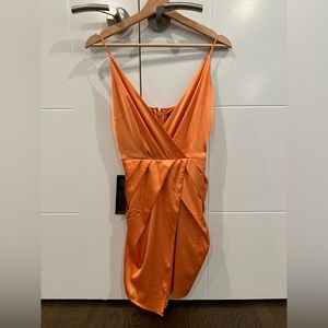 Bebe Surplice satin mini dress